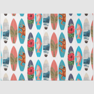 Farbiges Retro-Surfbrett-Muster Seidenpapier