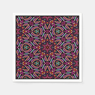 Farbiges Retro-Türkisches Mosaik-Kaleidoskop-Muste Serviette