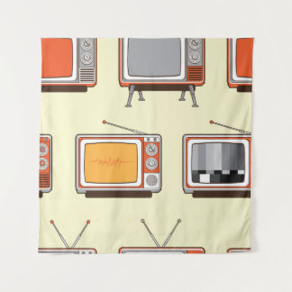 Farbiges Retro-TV, Vintages Muster Wandteppich