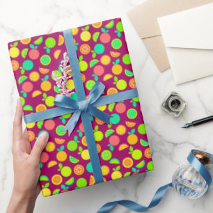Farbiges Retro Zitrusfrüchte Umhüllungspapier Geschenkpapier