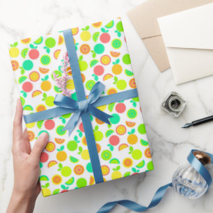 Farbiges Retro Zitrusfrüchte Umhüllungspapier Geschenkpapier