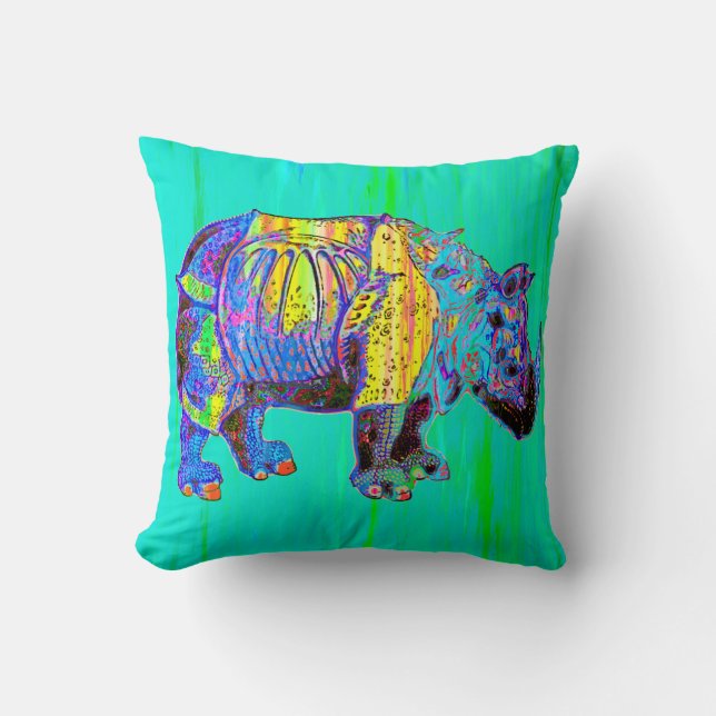 Farbiges Rhino-Kissen Kissen (Vorderseite)