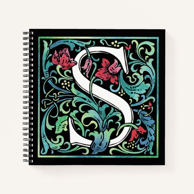 Farbiges S Monogram SpiralNotebook Notizbuch (Vorderseite)