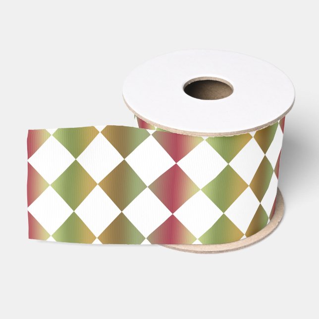 Farbiges Schachbrett Diamantmuster Ripsband (Spule)