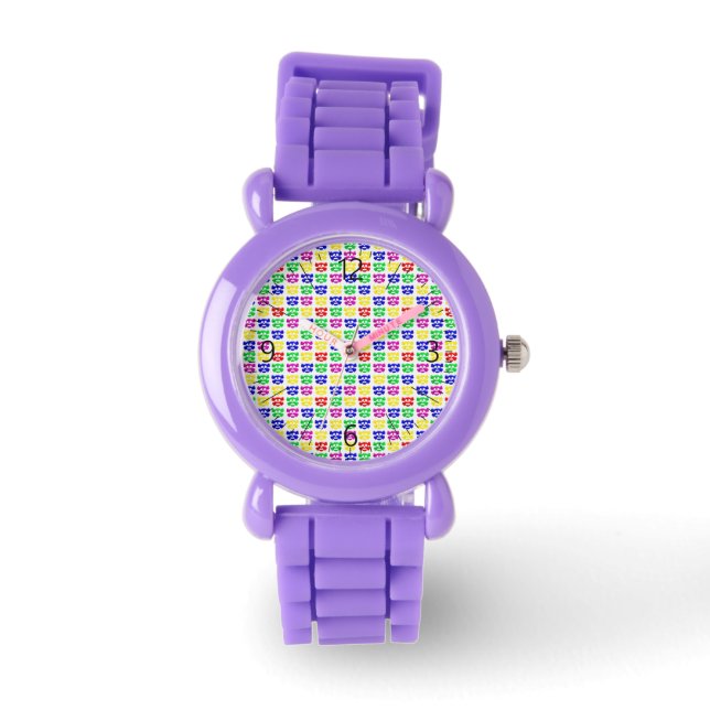 Farbiges Schädelmuster Armbanduhr (Vorderseite)