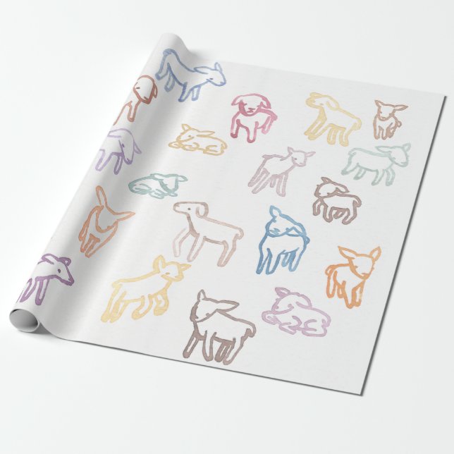 Farbiges Schaf Geschenkpapier (Ungerollt)