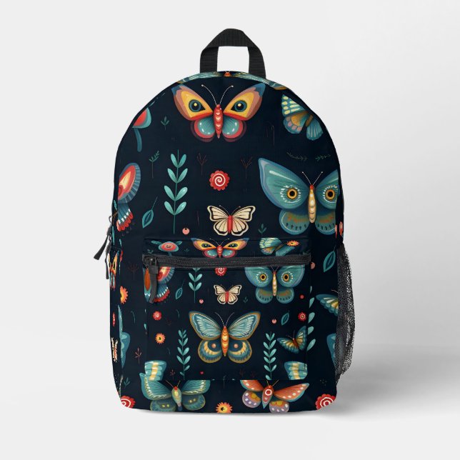 Farbiges Schmetterlingsmuster Bedruckter Rucksack (Vorderseite)