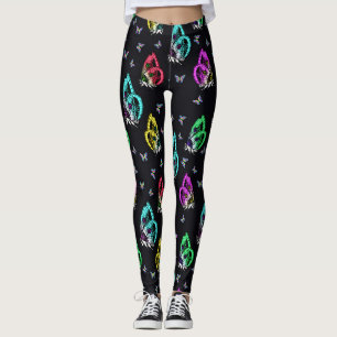 Farbiges Schwarzes Schmetterlingsmuster Leggings