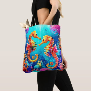 Farbiges Seepferd Pair Design Tasche
