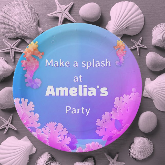 Farbiges Seepferd Party Pappteller (Von Creator hochgeladen)