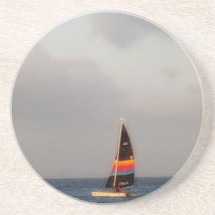 Farbiges Segelboot Untersetzer