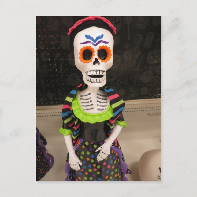 Farbiges Skelett Postkarte (Vorderseite)