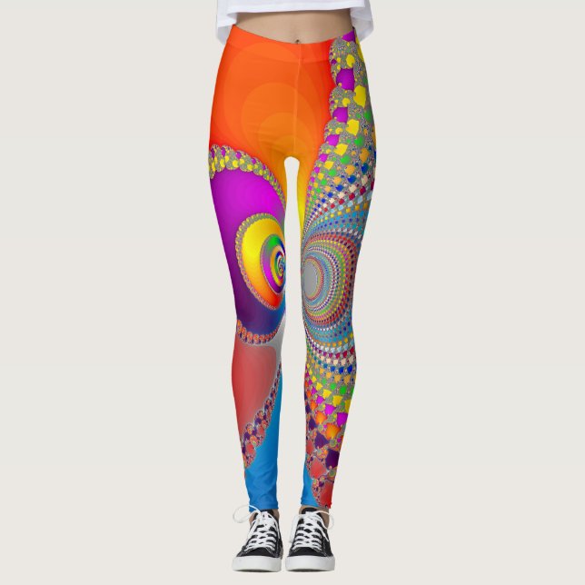 Farbiges SpiralFraktal Leggings (Vorderseite)