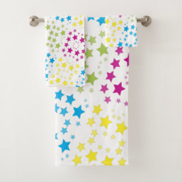 Farbiges Star Print Handtuch-Set mit weißem Hinter Badhandtuch Set