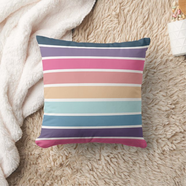 Farbiges Streifenmuster Kissen (Decke)