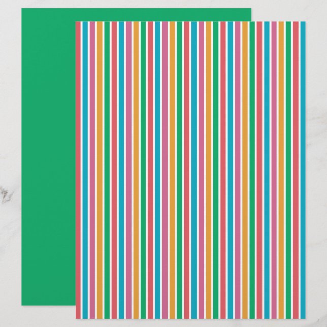 Farbiges Streifenmuster - Schreibpapier (Vorne/Hinten)