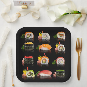 farbiges Sushi-Foto Pappteller