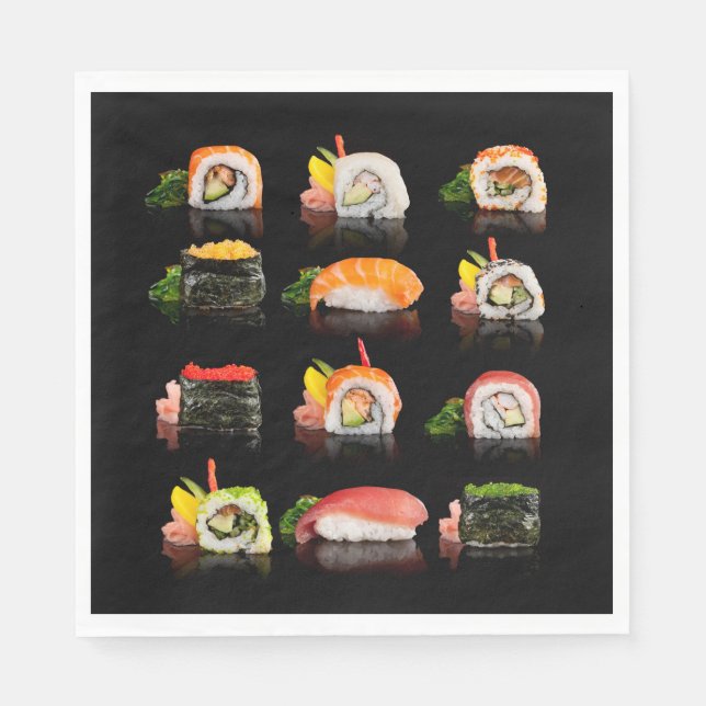 farbiges Sushi-Foto Serviette (Vorderseite)