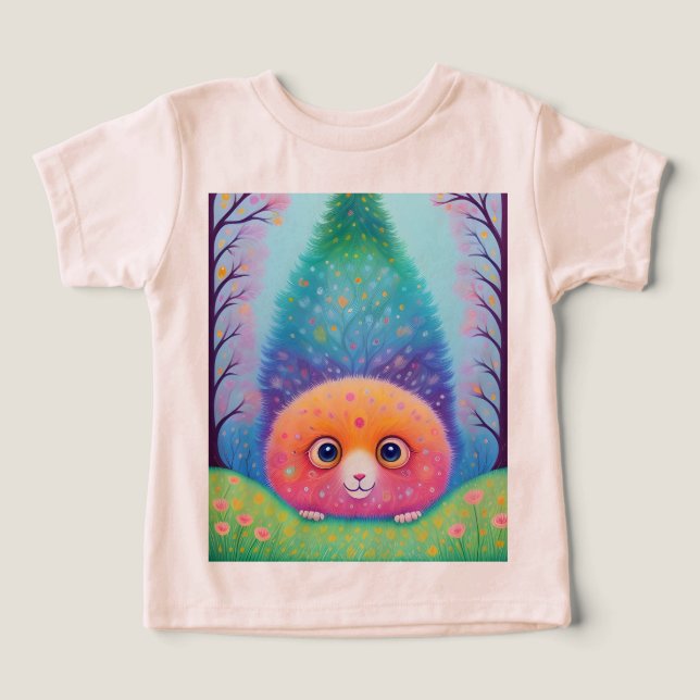 Farbiges Süße Tier Print T - Shirt (Design Vorderseite)