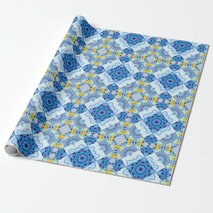 Farbiges symmetrisches, nahtloses Muster, Design i Geschenkpapier