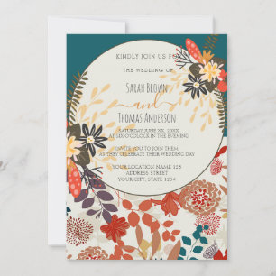 FARBIGES TEAL BOHO BLUMENMUSTER EINLADUNG