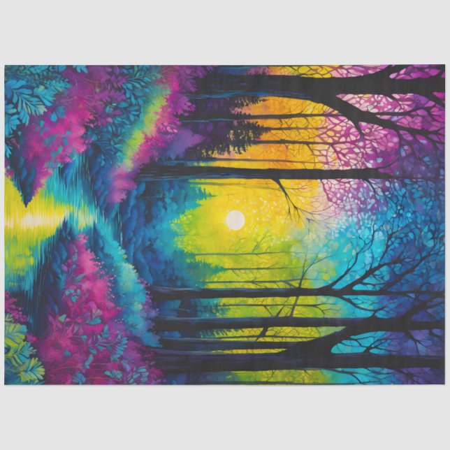 Farbiges Tissue of Batik Forest Art Seidenpapier (Vorderseite)