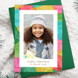 Farbiges Tissue Vertikales Weihnachtsfest-Foto Feiertagskarte<br><div class="desc">Diese lustige, helle Weihnachtskarte verfügt über eine vertikal orientierte Fotovorlage und ein farbenfrohes Tissue-Design. Das Gewebepapier wird überlagert und hat einen fast entkoppelten Look. Auf der Rückseite der Karte befindet sich ein passendes Gewebe-Papier-Design mit überlappenden Weihnachtsbäumen. Diese spielerische Karte ruft ein Gefühl von Lachen hervor, und Kindheit Freude in den...</div>