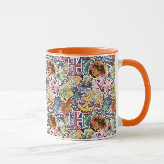 Farbiges Travel Sticker Muster Tasse (Rechts)