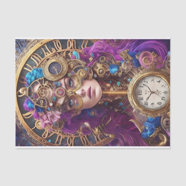 Farbiges, trendiges Steampunk Dekoupage Tissue Pap Seidenpapier (Vorderseite)