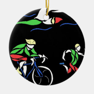 Farbiges Triathlon-Design Keramikornament