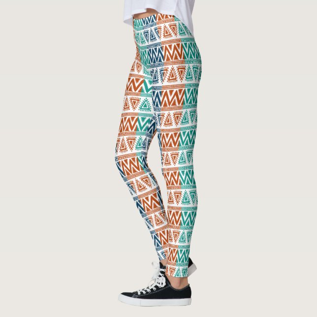 Farbiges Tribal Geometric Muster Leggings (Links)