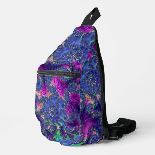 Farbiges Trippy Boho Jewel Tone Rainbow Fraktal Crossbody Bag