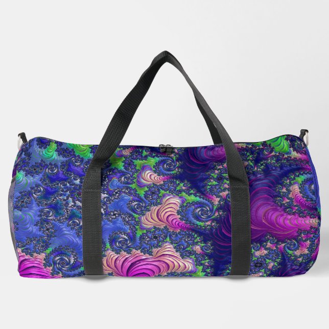 Farbiges Trippy Boho Jewel Tone Rainbow Fraktal Duffle Bag (Rückseite)