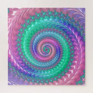 Farbiges Trippy-Funky Jewel Tone Spiral Fraktal