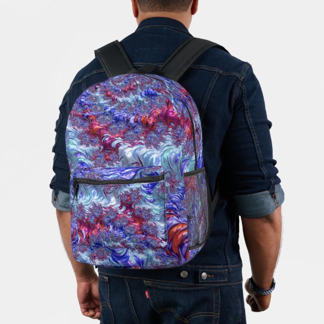 Farbiges Trippy Groovy Digitales Abstraktes Frakta Bedruckter Rucksack (Insitu (Modell))