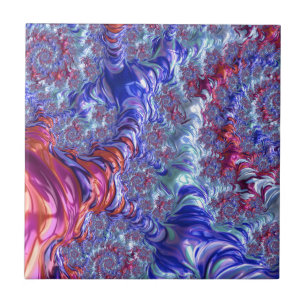 Farbiges Trippy Groovy Digitales Abstraktes Frakta Fliese