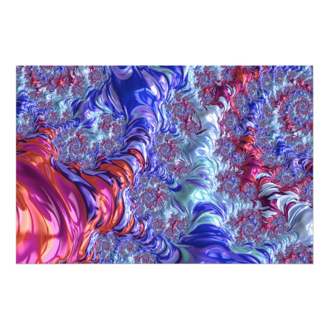 Farbiges Trippy Groovy Digitales Abstraktes Frakta Fotodruck (Vorne)