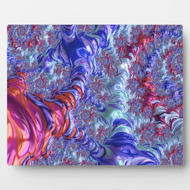 Farbiges Trippy Groovy Digitales Abstraktes Frakta Fotoplatte (Vorderseite)