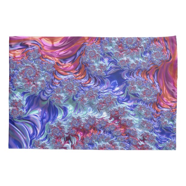 Farbiges Trippy Groovy Digitales Abstraktes Frakta Kissenbezug (Rückseite-Links)