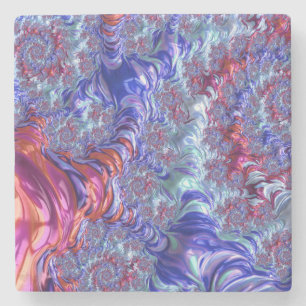Farbiges Trippy Groovy Digitales Abstraktes Frakta Steinuntersetzer