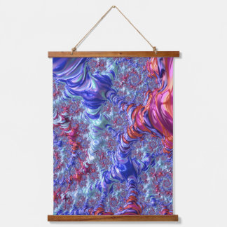 Farbiges Trippy Groovy Digitales Abstraktes Frakta Wandteppich Mit Holzrahmen