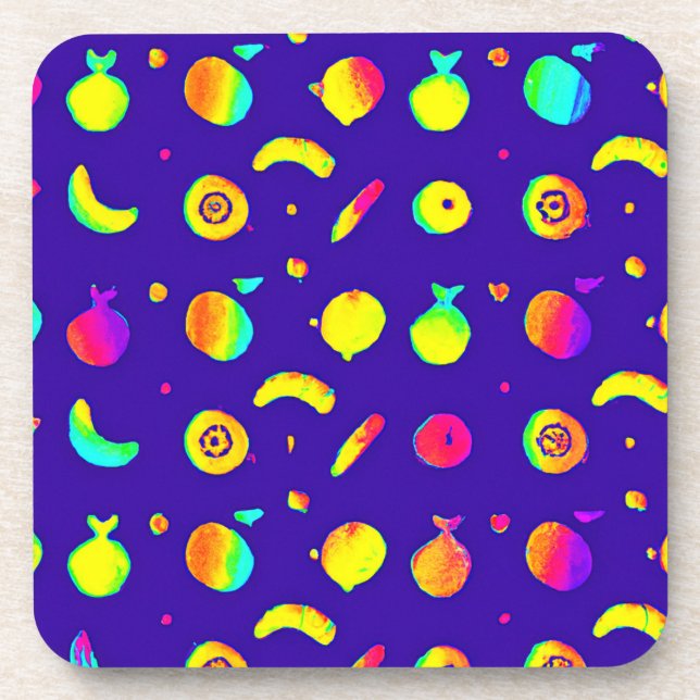 Farbiges tropisches Neonfruchtmuster Getränkeuntersetzer (Vorderseite)