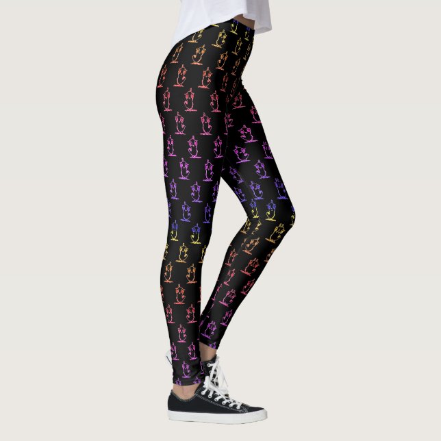 Farbiges Tweety Muster in schwarzem, trendigem Tee Leggings (Rechts)