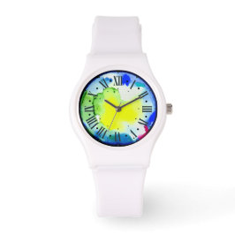 farbiges Uhrenrad in abstraktem Aquarell-Look Armbanduhr