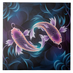 Farbiges und lichtdurchlässiges exotisches Fischaq Fliese