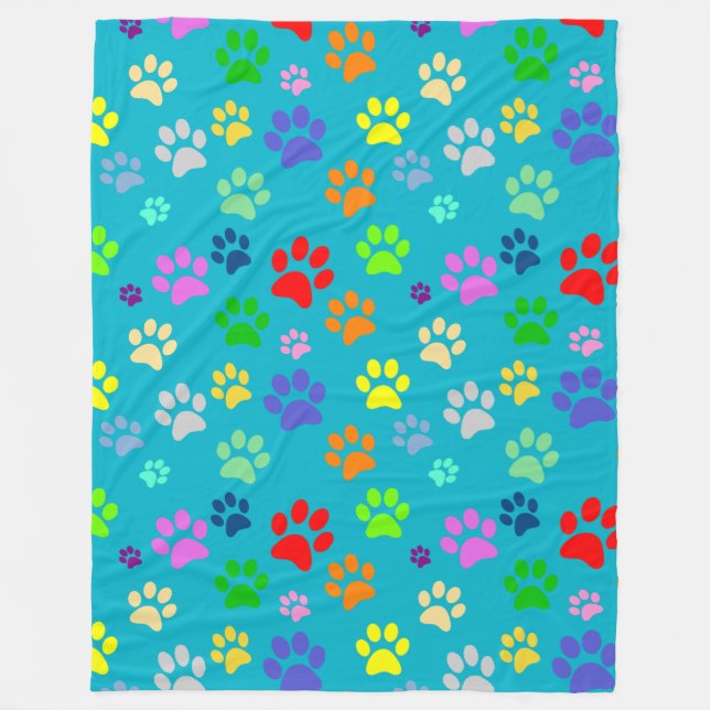 Farbiges und Niedliches Muster für Pet Paws Fleecedecke (Vorderseite)