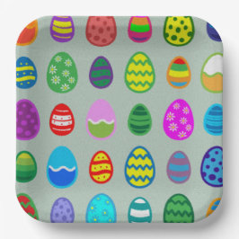 Farbiges und schönes Ostereimuster Pappteller