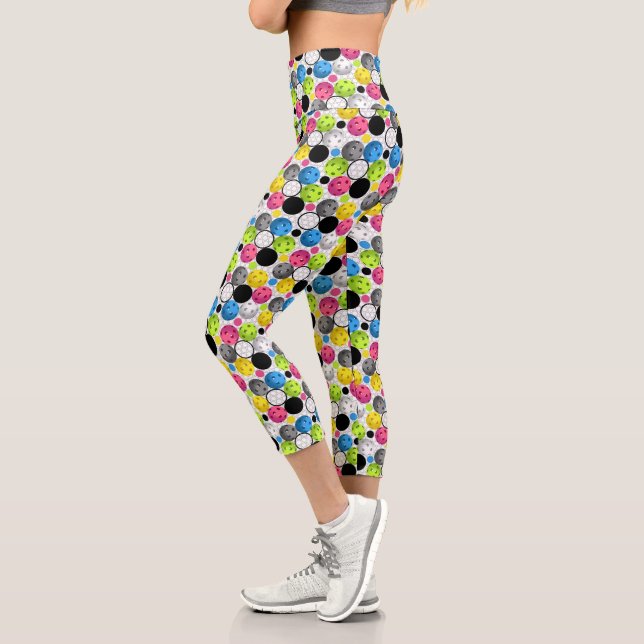Farbiges und sportliches Pickleball-Muster Capri Leggings (Links)