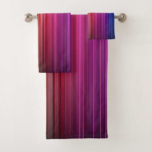 Farbiges vertikales Acryl-Regenbogenmuster | Badhandtuch Set (Insitu)