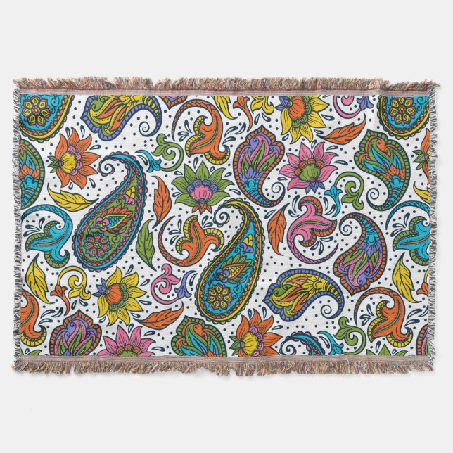 Farbiges Vintages Blumenmuster Decke (Vorderseite)